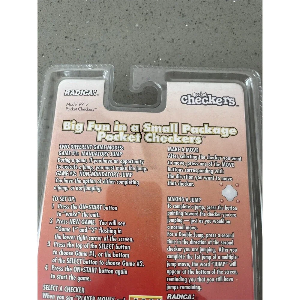 Radica Checkers Electronic Pocket Handheld Game 1998